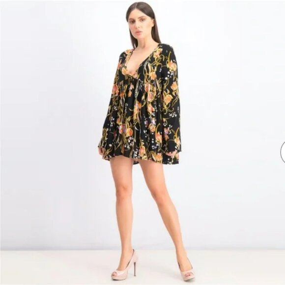 Free People Bella Floral Print Tunic Dress Size Medium - Picture 1 of 8